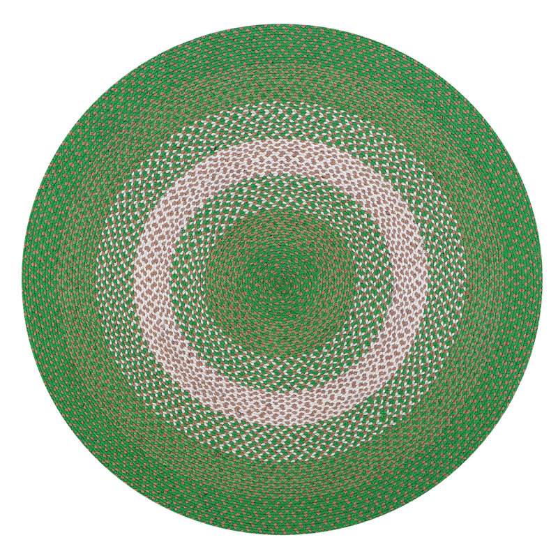Tapis vert tressé à la main Enika, Rond 4 pi