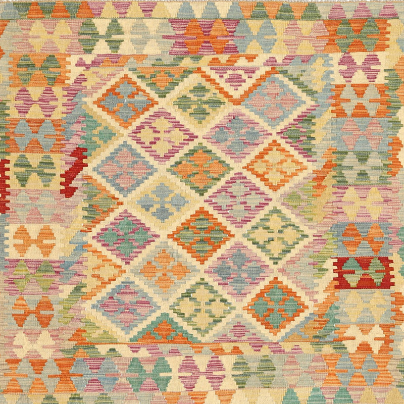 Tapis orange/vert mer contemporaine, Carré 6 pi x 6 pi