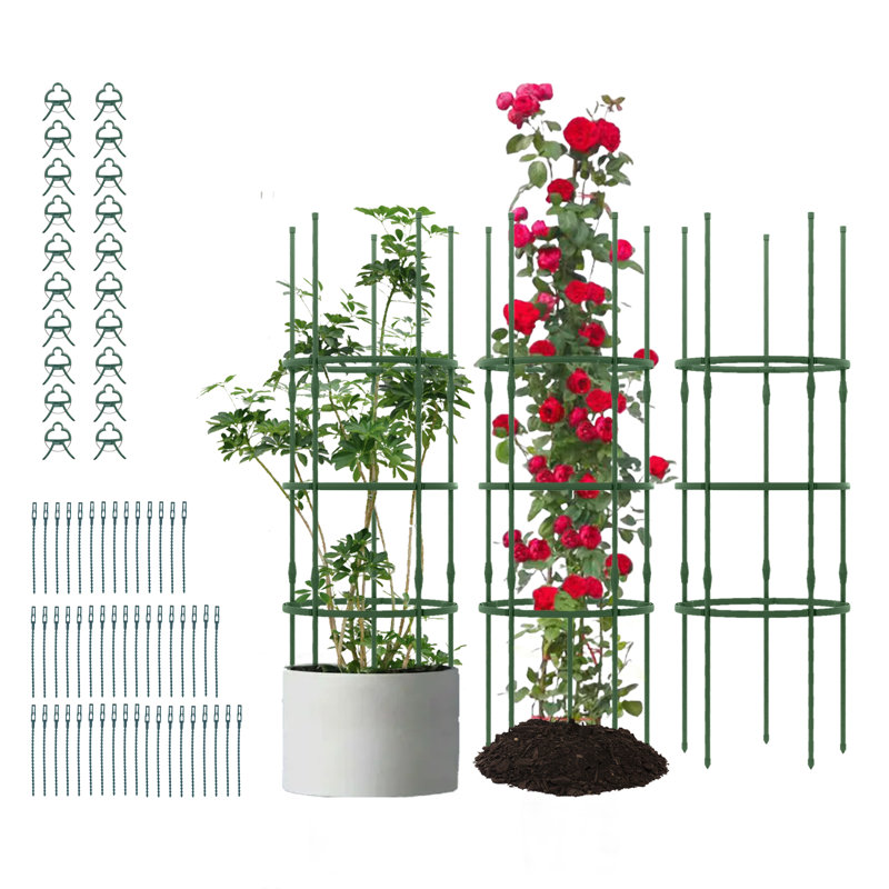 Paquet de 3, cage de soutien pour plante à treillis de jardin de 60 po avec taille réglable pour plantes