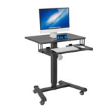 Mobile Standing Desk With Keyboard Tray, Mobile Podium, Computer Workstation Up To 33Lbs, Laptop Sit Or Stand Desk On Wheels, Height Adjustable Stand Up Table For Living Room, Bedroom, Office
