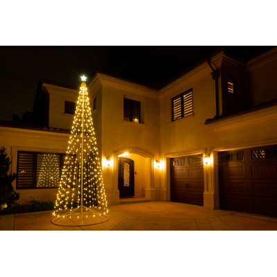 White LED Cone Tree with Collapsible Base Lighted Display