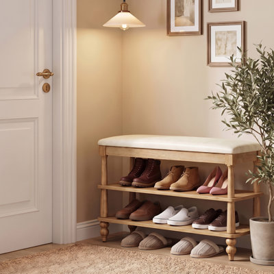  2-Tier Upholstered Shoe Bench