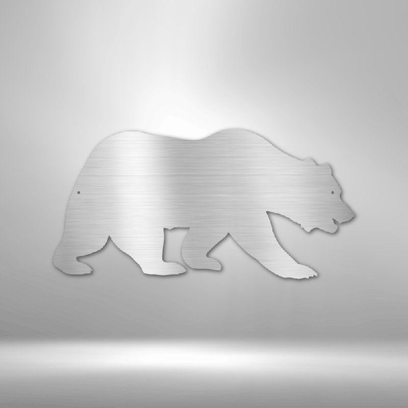 Grizzly Bear, Argent argent, H 14,25 po x l 14,5 po x P 0,5 po