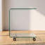 Rolling Tempered Glass End Table With Wheels, C-Shaped Mobile Side Table For Living Room
