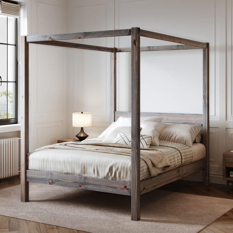 Rochester Solid Wood Bed, Grey Wood, Kingsize (5')