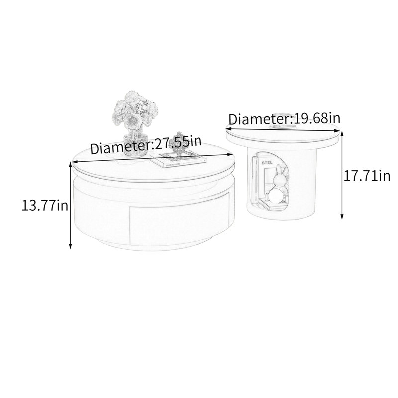 Byerly, 13.77" H x 27.55" W x 27.55" D, White Top/Black Base, Flat