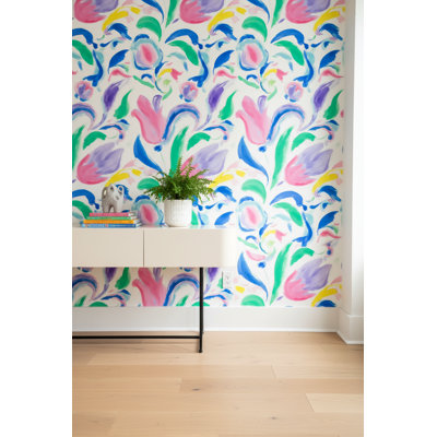 Papier peint floral abstrait mural