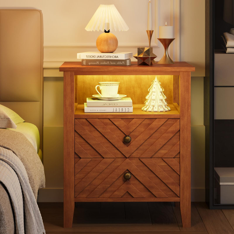 50cm W Manufactured Wood Bedside Table