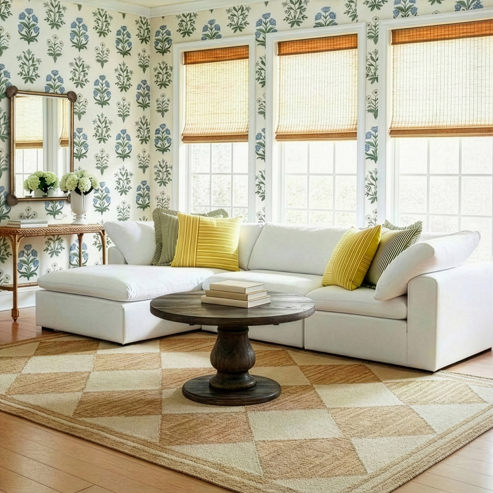 Calana Modular Sectional, 4 Piece (2 Corner, 1 Armless, 1 Ottoman), Flannigan Cotton