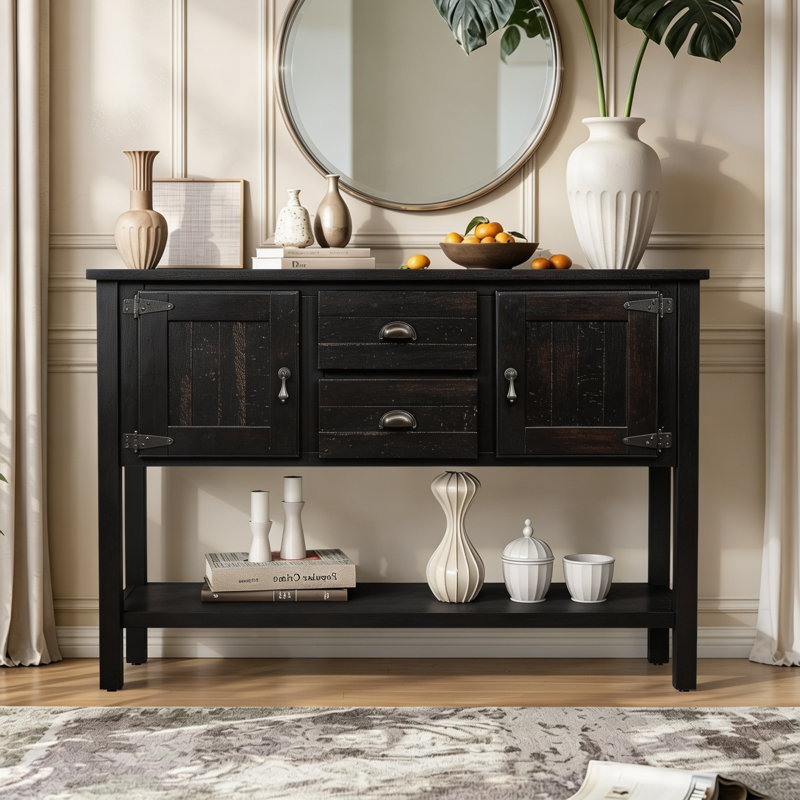 Retro 48" Sideboard,Entryway Table,Console Table,Sideboards Buffet Table with Bottom Shelf, Espresso
