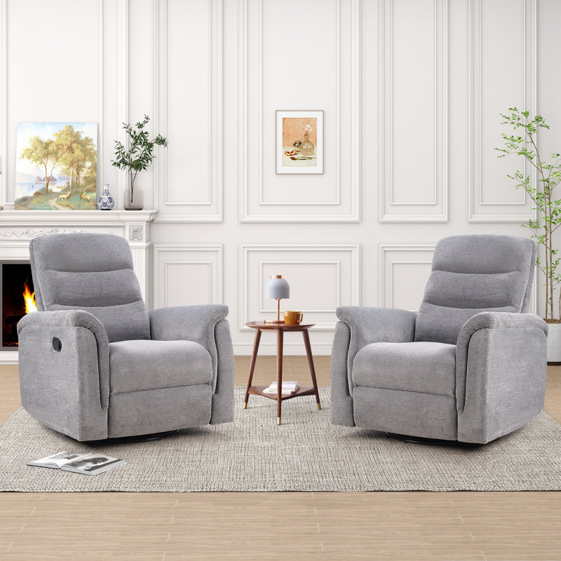Fauteuil inclinable manuel pivotant et basculant de 34,6 po de largeur (ensemble de 2), Gris