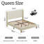 Structure de grand lit, lit plateforme tapissier avec tête de lit à oreilles Boucle, support de lattes en bois robuste, sommier anti-bruit, assemblage facile, pas de sommier tapissier, beige-566424552-566424555
