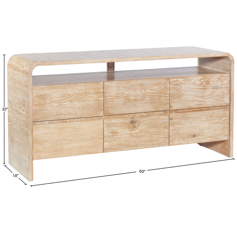 Cresthill Solid Wood 60'' W 6 - Drawer Dresser, Brown/White