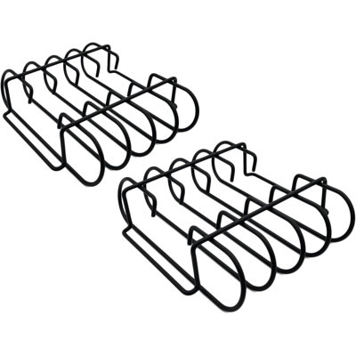 Support à côtes pour barbecue Nexgrill, accessoire de fumage antiadhésif pour griller et cuisiner à l'extérieur, peut contenir jusqu'à 4 supports de côtes, poignées intégrées, compatibles avec les grils, les fumoirs et les fours, noir - 130-0026 (paquet de 2)