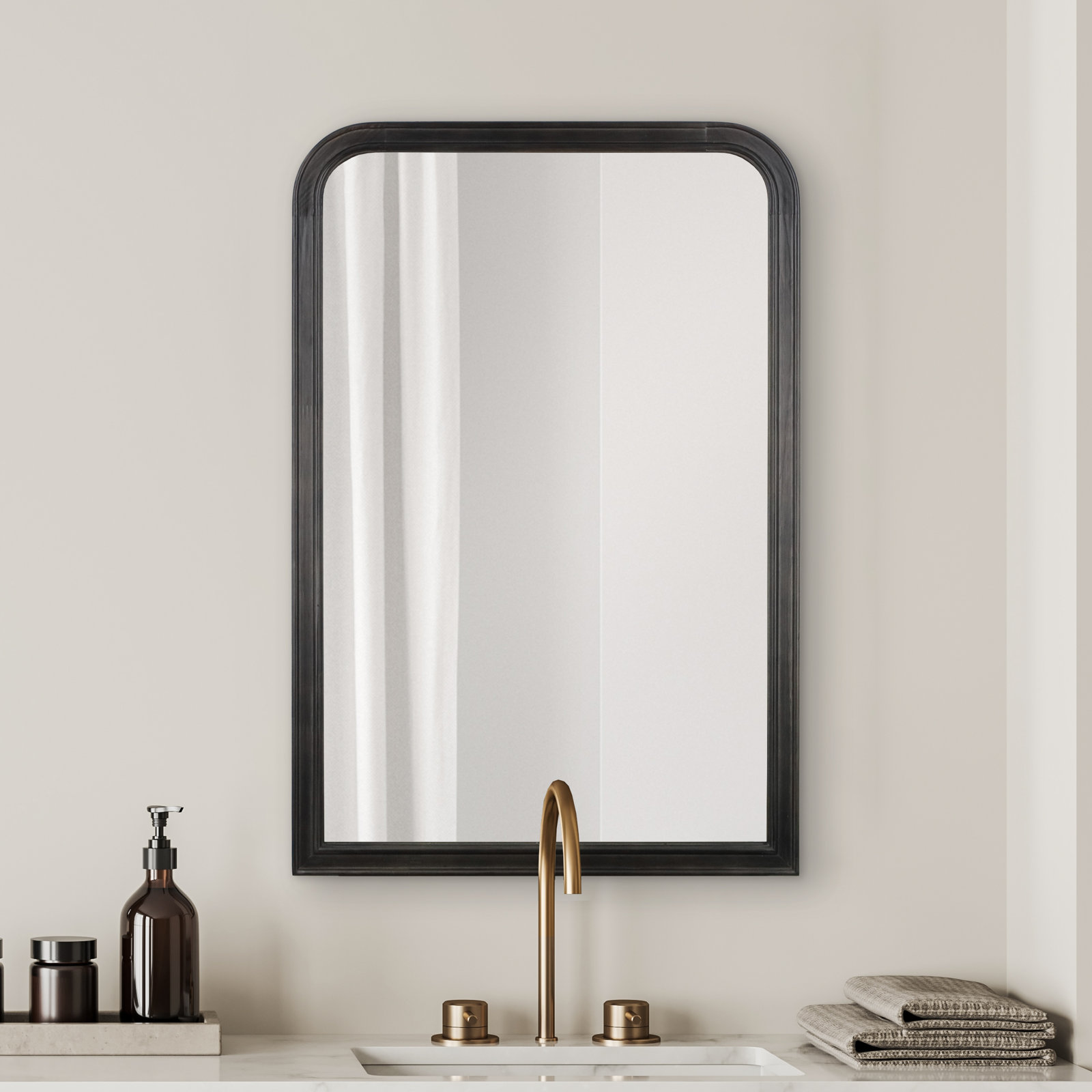 Ancell Solid Wood Mirror, 30" x 20", Black