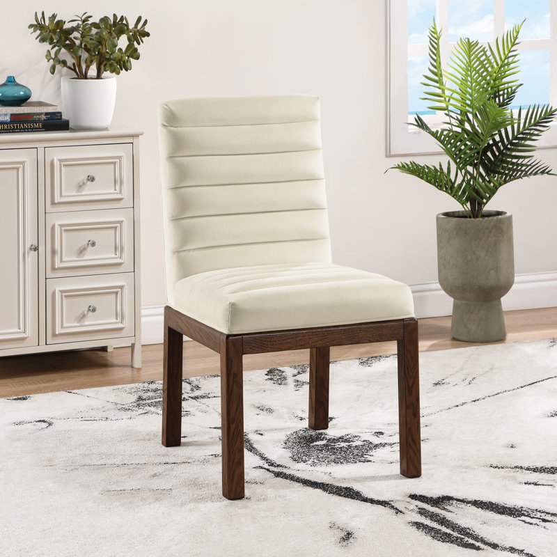 Chaise en velours Evelyn Lametra, Velours crème, Brun