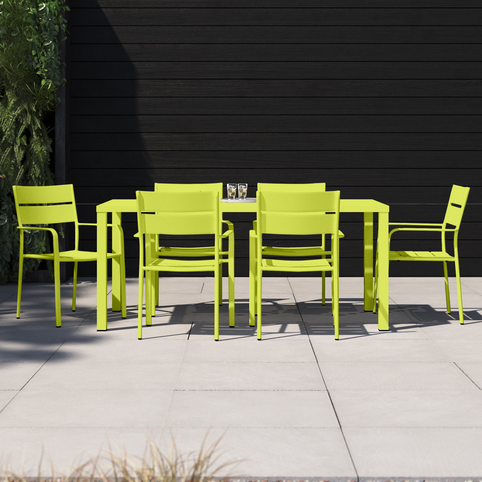Ottie 71" Patio Dining Set, Green