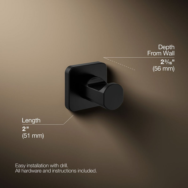 Parallel™ Robe Hook, Matte Black