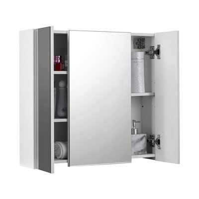 Isauro 600 mm W 550 mm H Surface Framed Mirrored Bathroom Cabinets 3 Shelves with Mirror