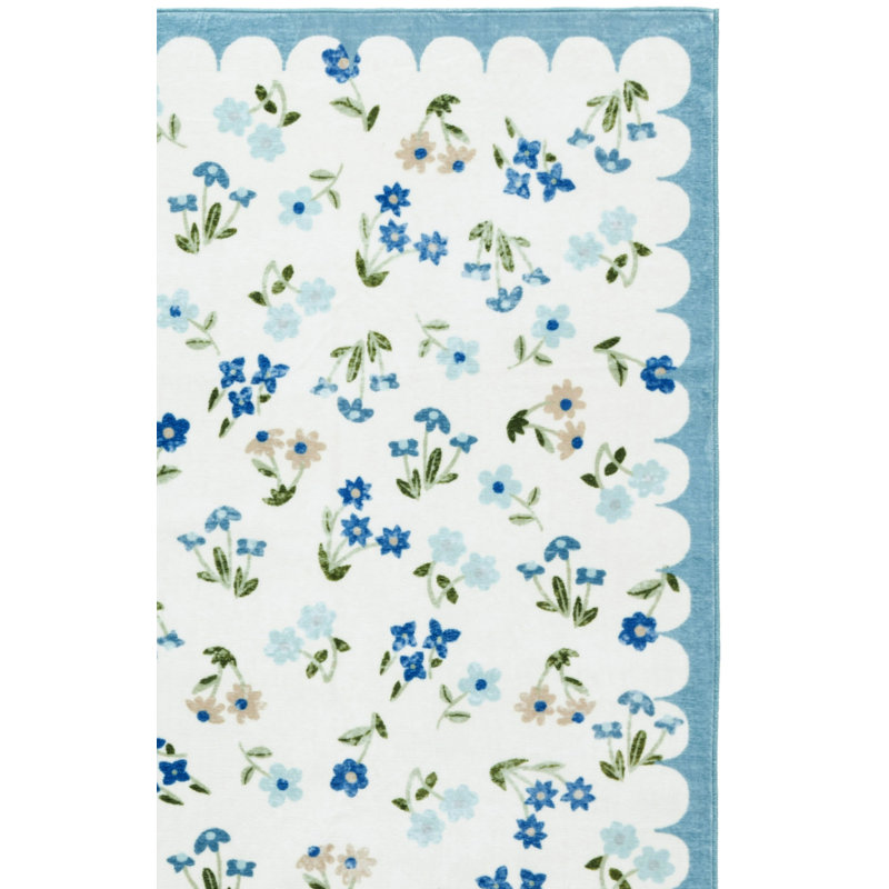 Tapis floral lavable à la machine à hauteur de performance de 200 cms MSRW, Rectangle de 5 pi x 8 pi