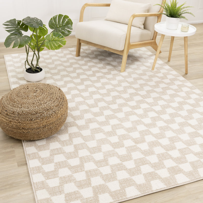 Charlanne Power Loomed Geometric Area Rug, Rectangle 5'3" x 7'7", Beige