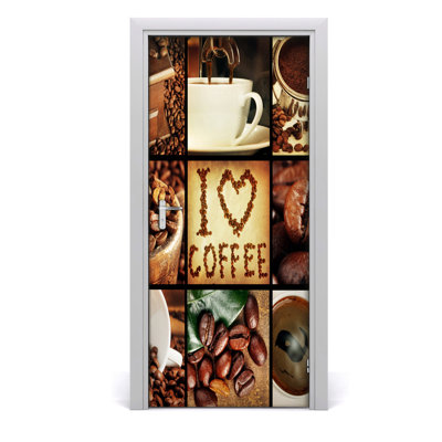 Home Coffee Collage Door Decal