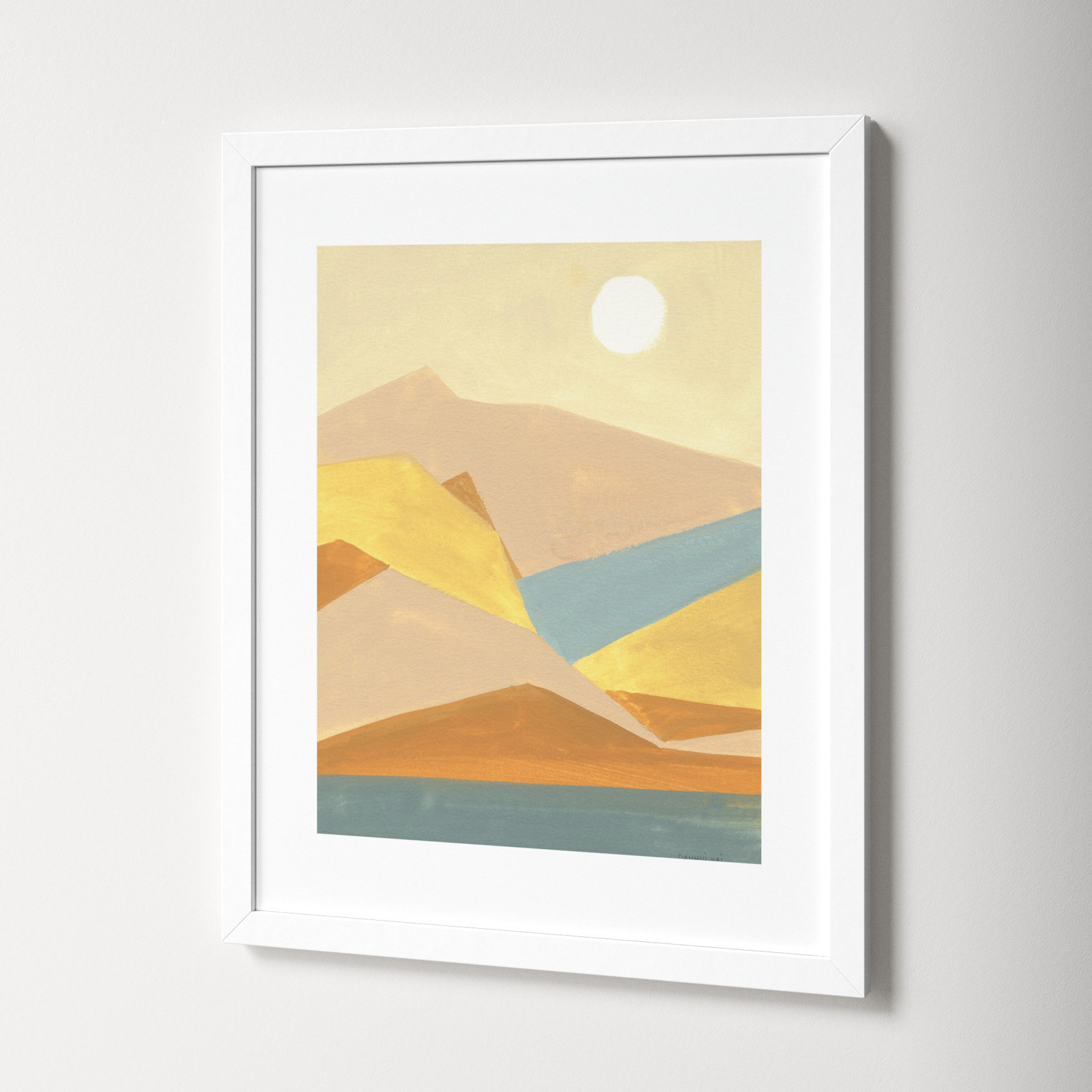 Retro Abstract I Southwest Mountains Print, White Framed Paper, 26.38" H x 21.38" W x 0.88" D