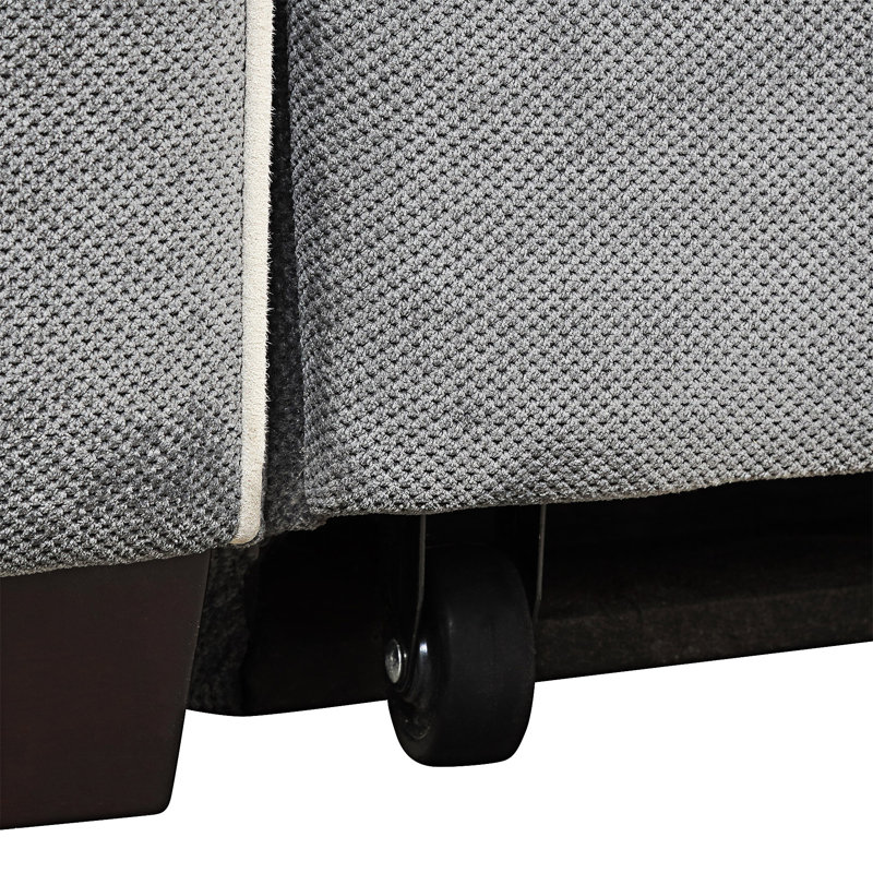 Upholstered Pull Out Sofa Bed With Throw Pillows, USB Charging Port And Adjustable Backrest, Charcoal Gray