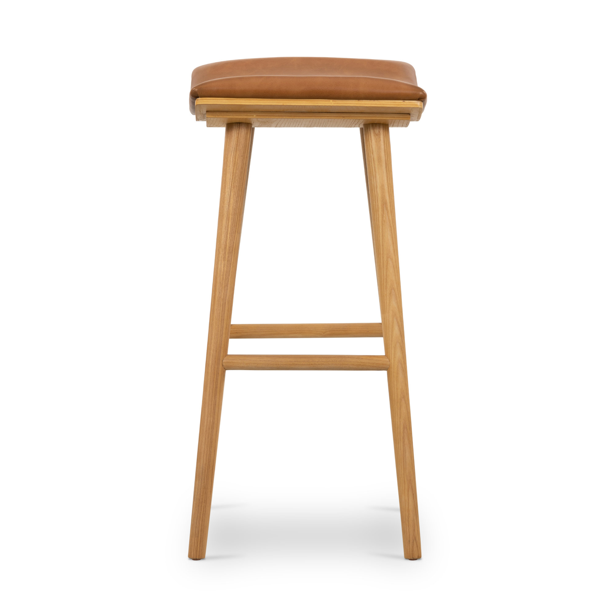 Schaeffer Solid Wood Stool, Counter Stool (26" Seat Height), Faux Leather - Sierra Butterscotch/Smoked Natural