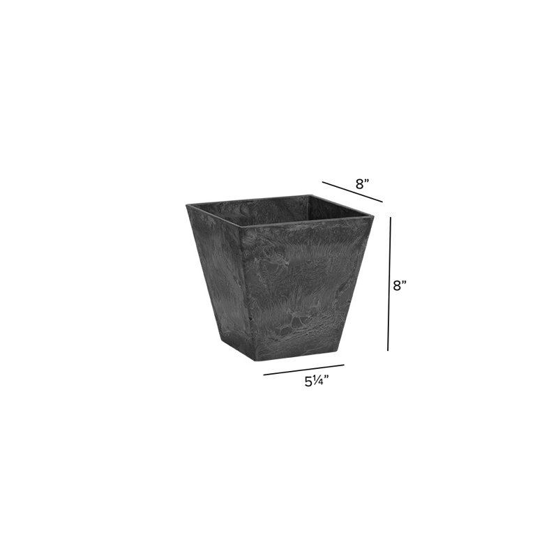 Alaunah Pot Planter, Black, 8" H x 7.8" W x 7.8" D
