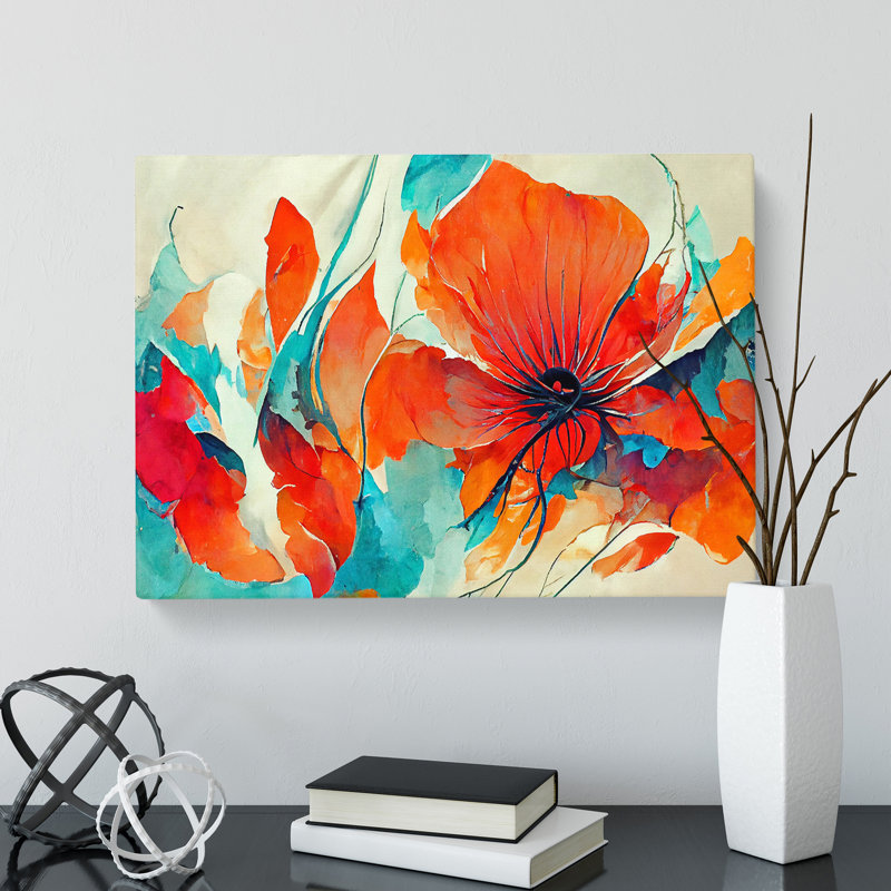 Modern Abstract Flowers Vol.6 - Wrapped Canvas Painting, 35cm H x 50cm W x 3cm D