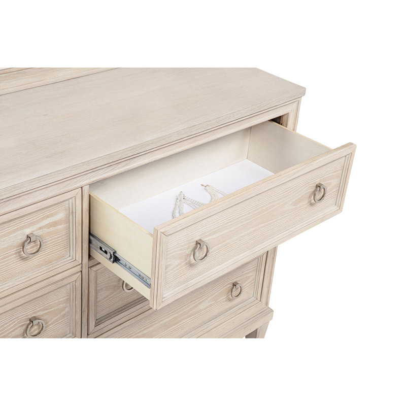 Commode 6 tiroirs en chêne avec miroir