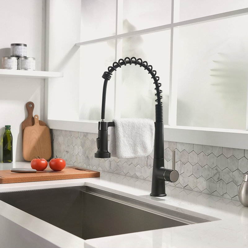 Robinet pour évier de cuisine avec pulvérisateur rétractable, robinet d'évier de cuisine à ressort commercial moderne