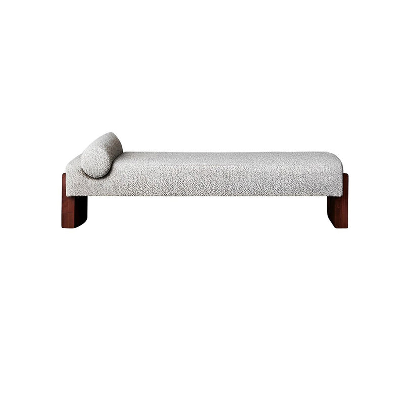 Banc rembourré en mélange de polyester Nilan, Gris, H 17,71 po x l 55,11 po x P 19,68 po