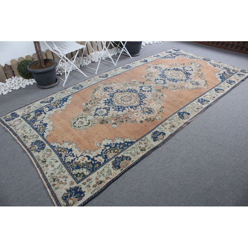 Grand tapis turc rétro brun élégant pour le salon et le salon
