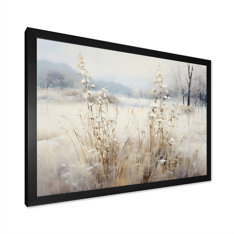 «Winter Meadow View calmness I», reproduction sur toile, H 32 po x l 16 po x P 1 po, Cadre d'angle fermé noir