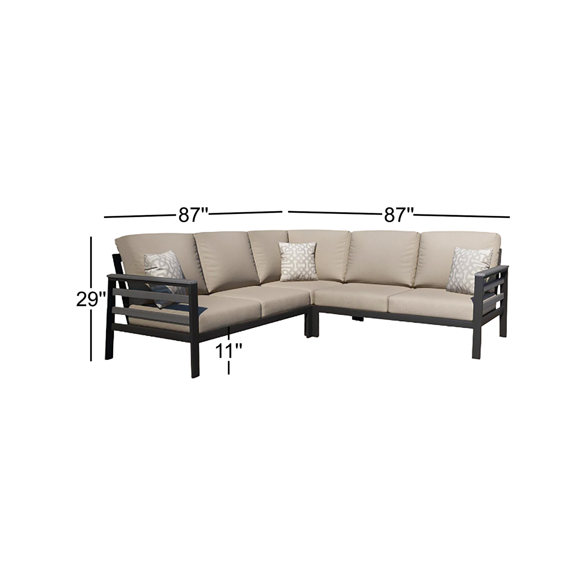 Townsend Outdoor 5 Person Sectional Seating Group With Sunbrella Cushions, Cast Silver Sunbrella®