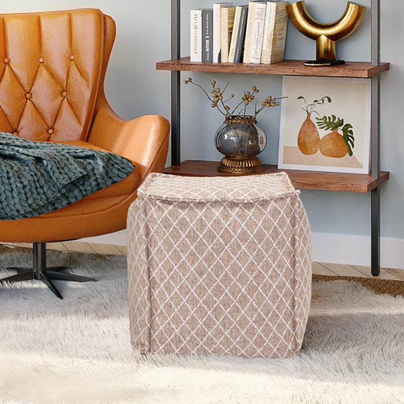 Pouf carré carré naturel, Brun