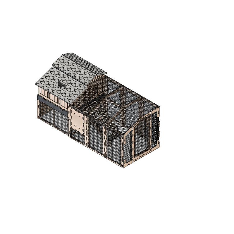 Spacious Beige and Black Plastic Chicken Coop Run