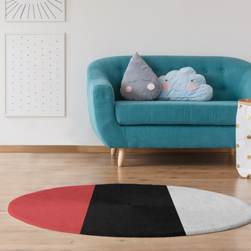 Tapis de zone rouge/noir, Rond 5 pi