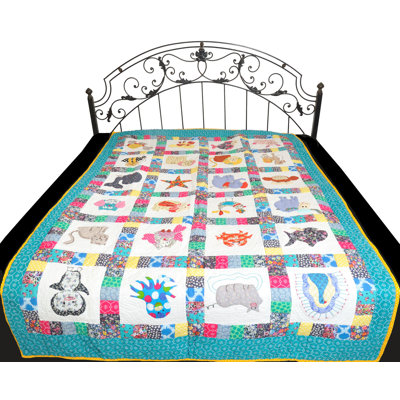 Courtepointe artisanale blanche en coton à motif patchwork Dehradun
