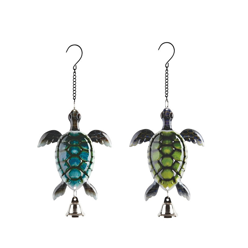 Ensemble de 2 figurines de 11 po de long ornements de tortues de mer bleues et vertes