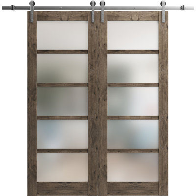 Quadro Solid + Manufactured Wood Paneled without Installation Hardware Kit Barn Door