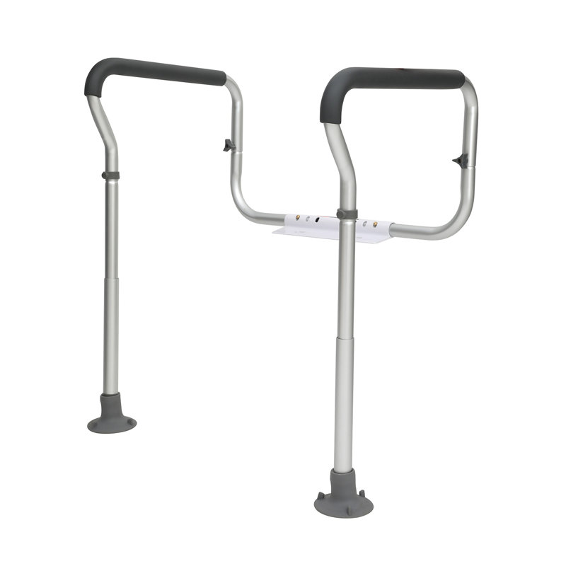 Adjustable Toilet Safety Rail with Padded Armrests - Heavy Duty Aluminum Grab Bar for Seniors & Handicap