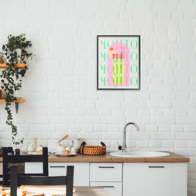 Giclée encadrée rétro Mojito, par Lil 'Rue, H 14 po x l 11 po, Giclée encadrée noir minuit