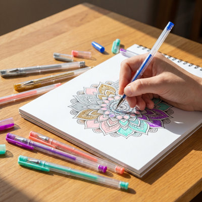 Hey! Play! 100-Pack Gel Pens Set for Adult Coloring Books, Journaling, Scrapbooking, or Back to School Supplies