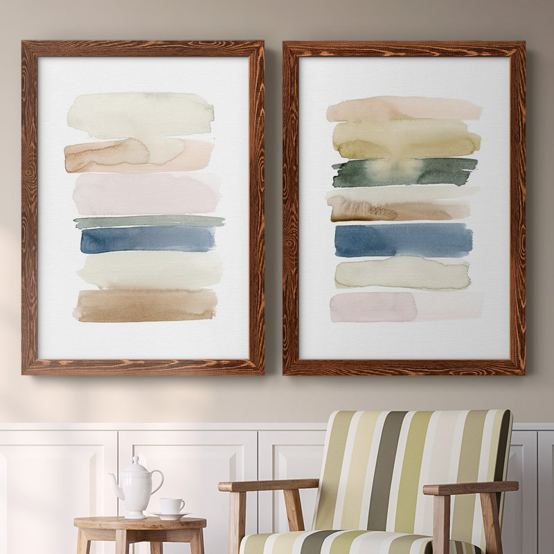 Toile encadrée «Faint Swatches I-Premium» - prête à être accrochée, H 27,5 po x l 75 po x P 1,5 po, Érable