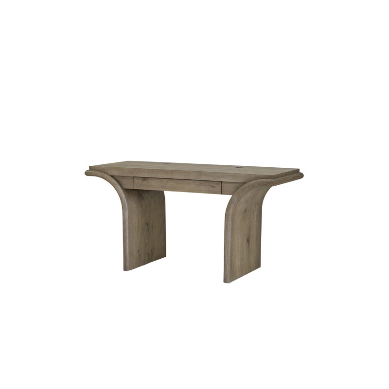 English Knotty Oak Waterfall Accent Desk (Not Include Stools)