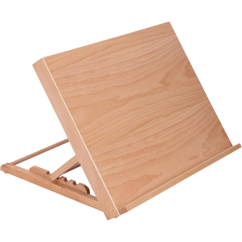Adjustable Desktop Easel Stand - 47x36cm Beech Wood Tabletop Art Easel For Artists, Kids & Students - Foldable Drawing Board With 5 Angle Positions For Painting, Sketching & Display