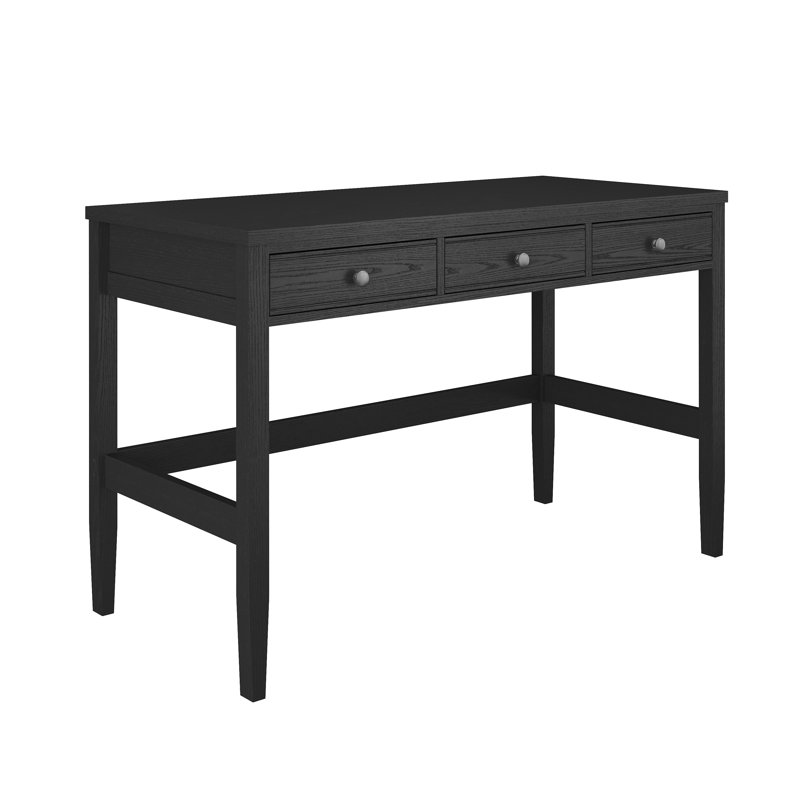 Bureau à domicile Martha Stewart Rhett avec 3 tiroirs et pieds fuselés, Noir